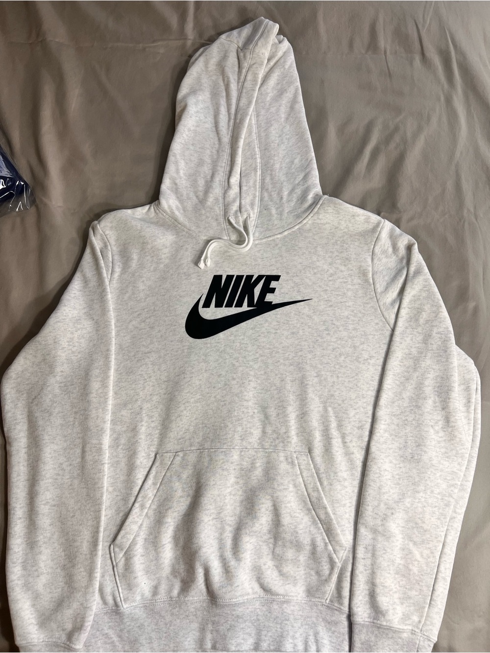 Nike Light Gray Crewneck Hoodie with Black Swoosh
